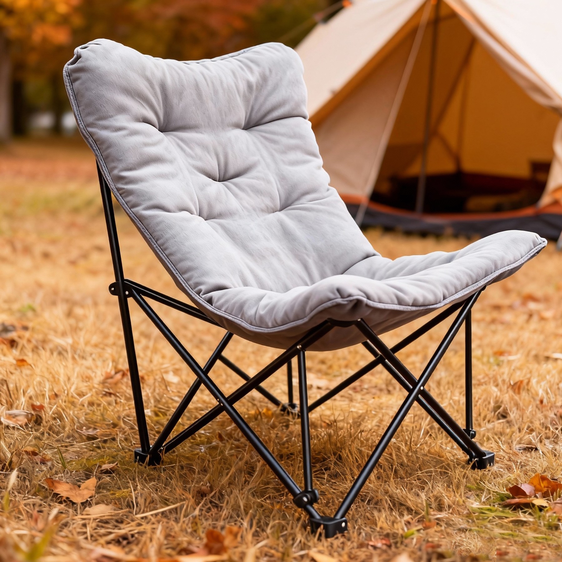 WESTTUNE 오버사이즈 캠핑 의자 패딩 접이식 버터플라이 의자 내구성 강한 야외 라운지용, 회색, 1개 69,000원