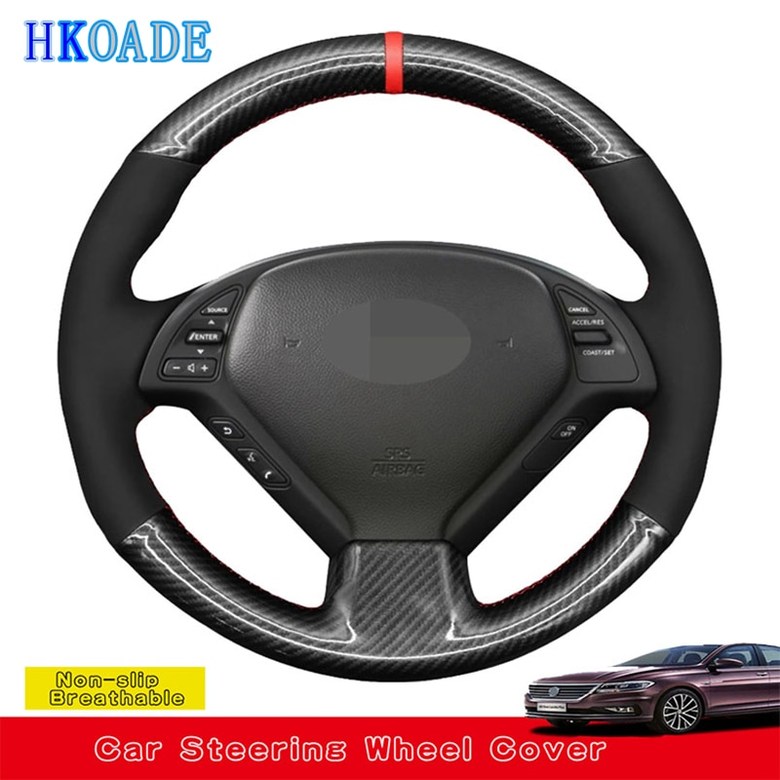 인피니티 호환 튜닝 부품 DIY 카본 가죽 스티어링 휠 커버 G G25 G35 G37 2007-2013 EX EX35 EX37 2008-2013 Q Q40 Q60 QX50 US 44,530원