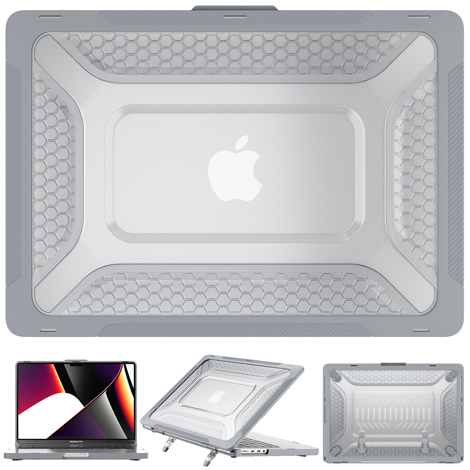 맥북프로14 보호케이스 스탠드 내장형 낙하충격 방수 방진 하드케이스 맥북프로14 2021-2026 M1 M3 M4 M5 호환 A2442 A2779 A2918 A3112 A3401, 1개, 그레이 45,990원