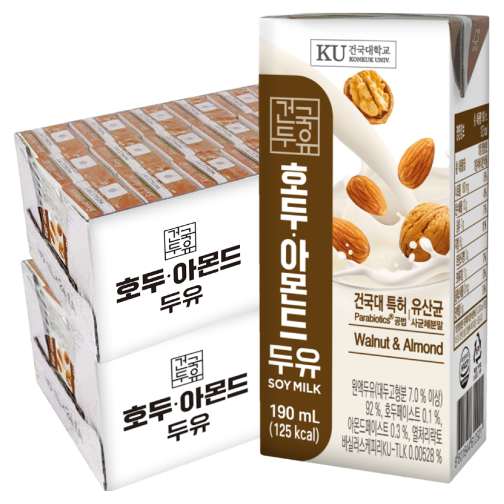 [건국우유] 호두아몬드 두유 190ml 48팩, 190ml, 48개 21,000원