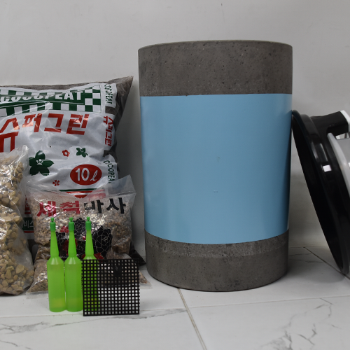 모던레시피 높은 원형 시멘트 테라조 화분 간편 분갈이 세트 / 중형 대형 실내 인테리어용 롱 실린더 디자인 세척 마사 난석 분갈이흙 서랍식 받침 포함 59,900원