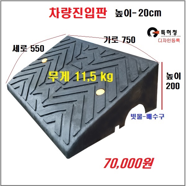HK차량진입판 (옵션 선택 100 140 170 200) 카업,차량진입판설치,방지턱,주차턱,차량발판,도로턱 인도턱 차량오름판,차량진입경사판,턱진입판, 1개 47,300원