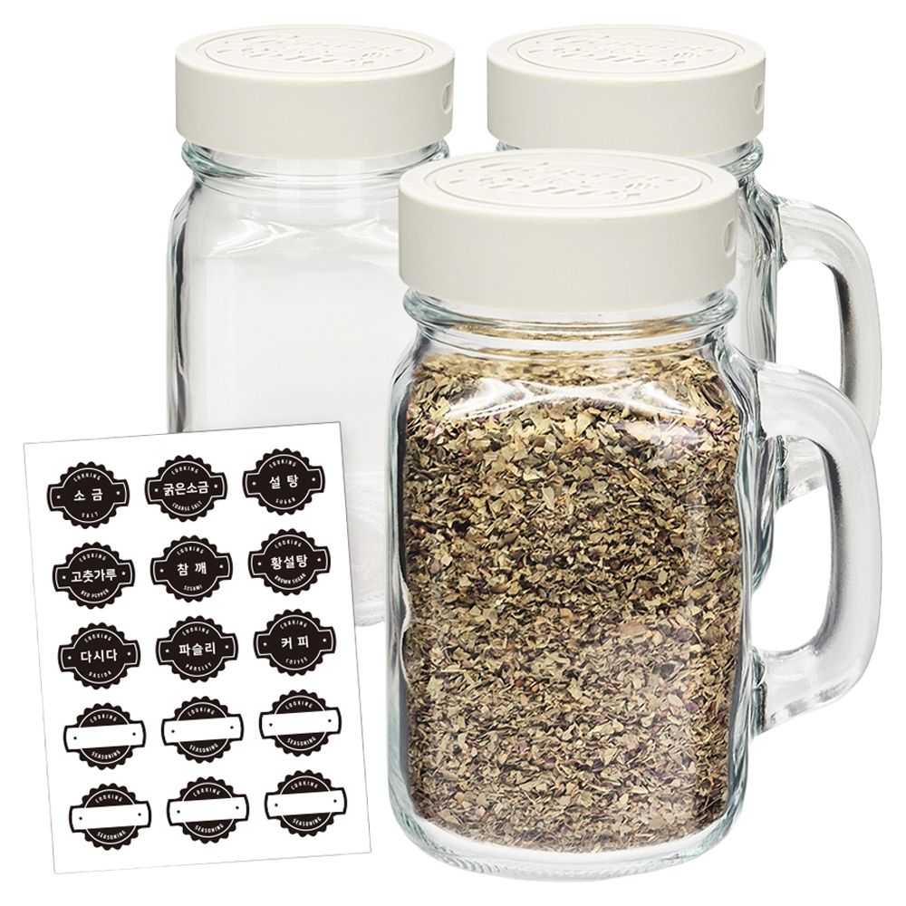 미르코리아 실리콘뚜껑 제뉴엔 양념병 화이트 450ml 3p + 양념라벨지 세트 9,400원