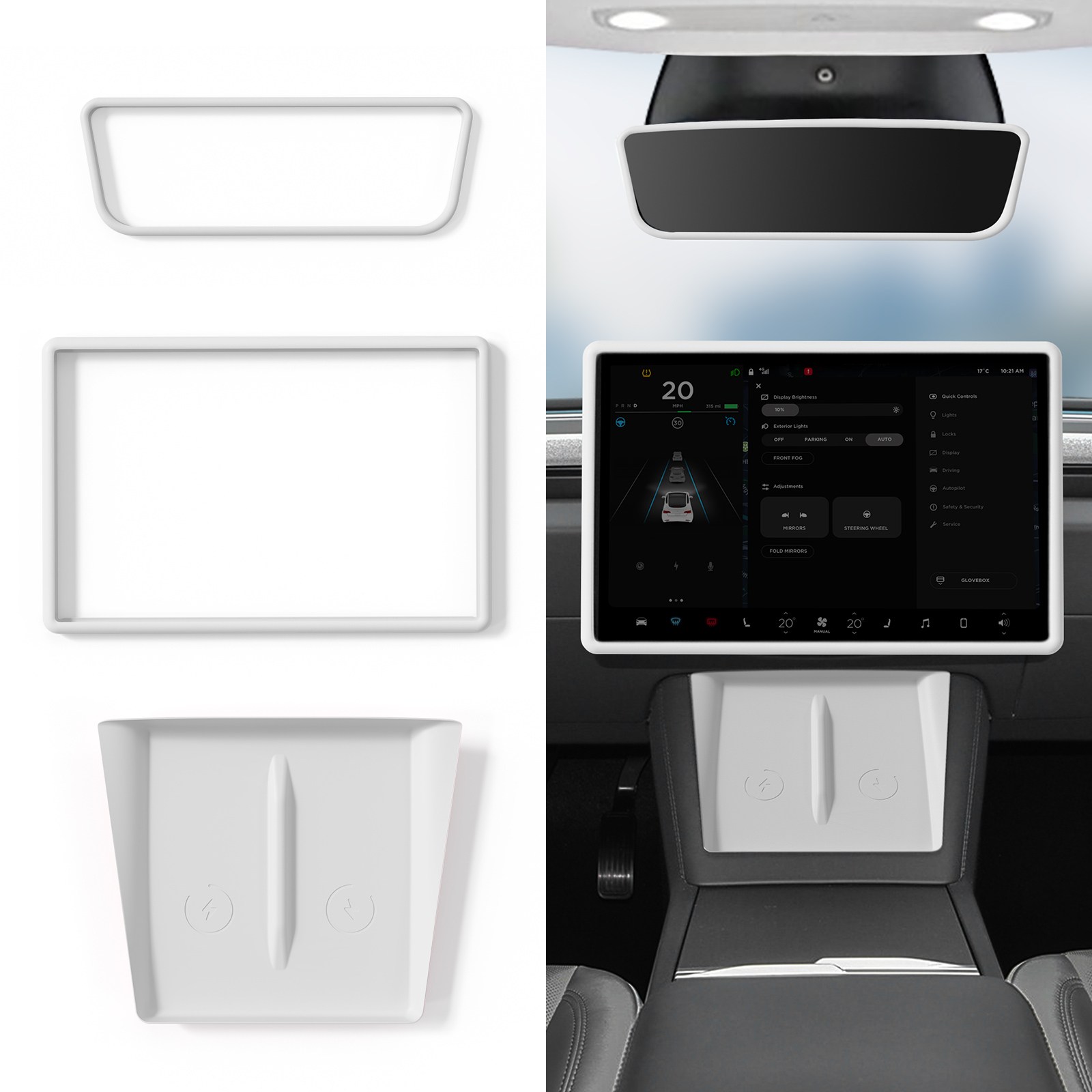 Vihimai 테슬라 모델Y주니퍼/모델3하이랜드 전용 무선 충전 실리콘 패드, 화면 실리콘 보호 케이스, 후미경 실리콘 보호 케이스 . 중앙 제어 실리콘 보호 장식 세트. 18,550원