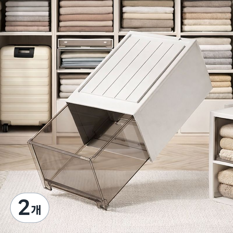 보리보 리빙박스 플라스틱 옷장 수납정리함, 2개, 브라운 52,600원