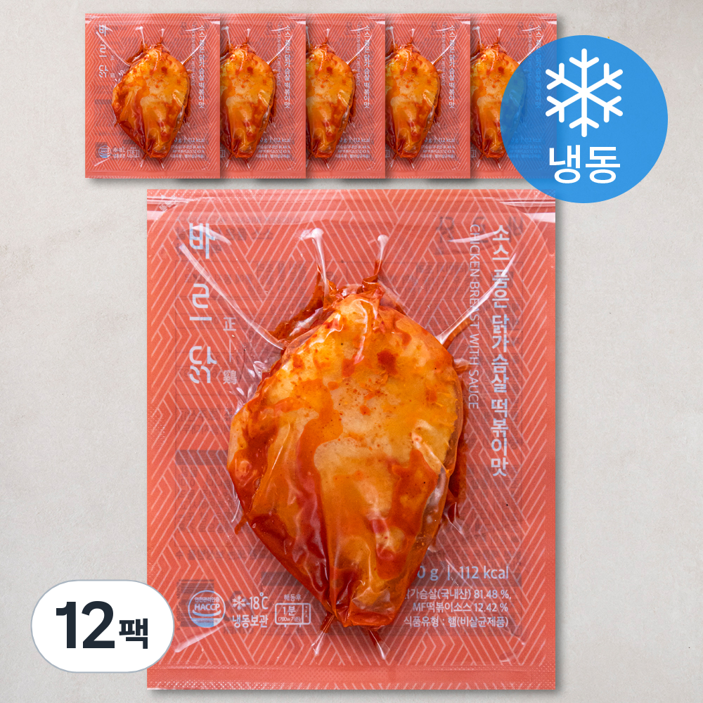 바르닭 소스품은 닭가슴살 떡볶이맛 (냉동), 100g, 1개입, 12개, 현재가 28,800원