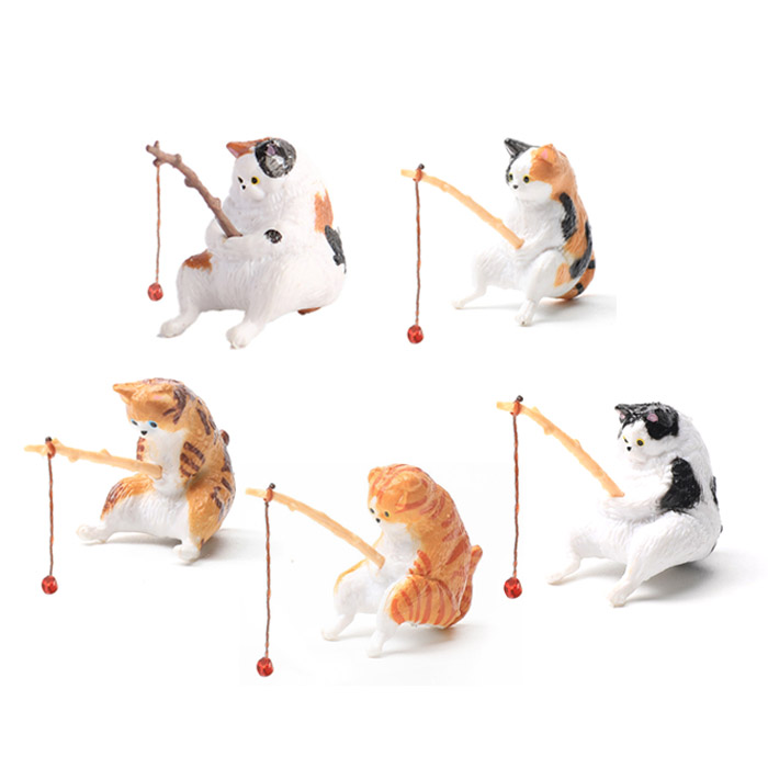 아쿠아비 고양이 낚시 피규어 어항 꾸미기 5종 세트, 현재가 6,500원