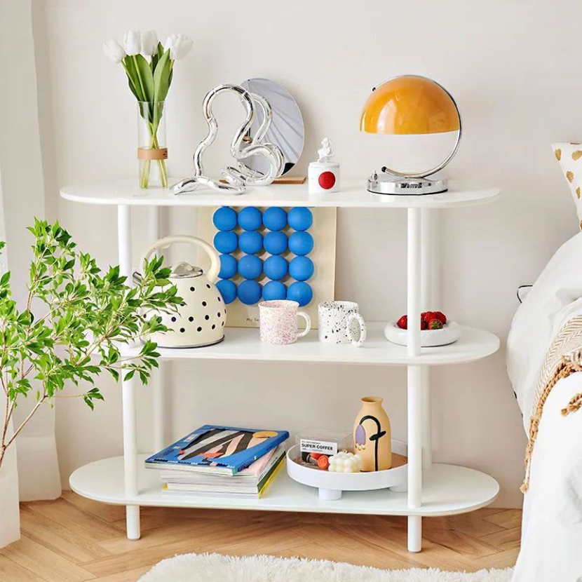 리빙폴리오 미드센츄리 라운드 3단 수납 선반 렌지대 주방 수납 다용도 거실 수납장 600/800 2type, 3단, 화이트 83,700원