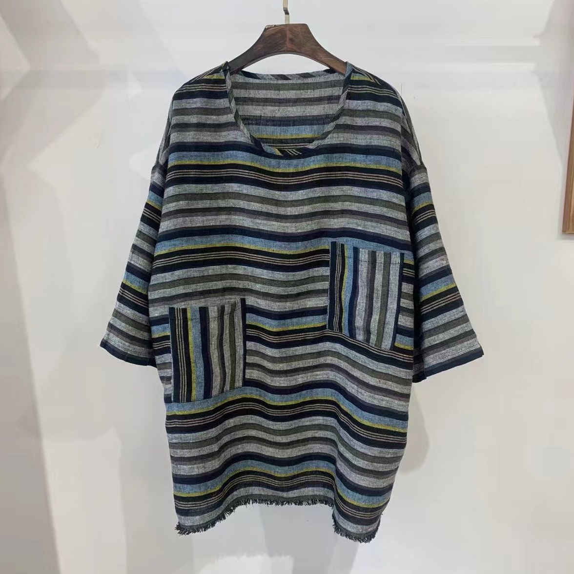 퀸앤조이 린넨의 계절 하이넨 투포켓 7부 티셔츠 73,800원