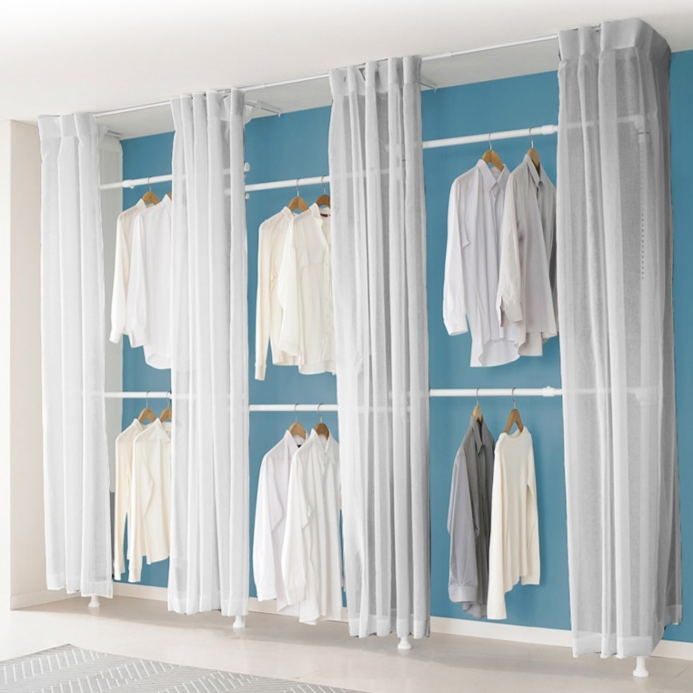 이지온 튼튼한 고정식 시스템 드레스룸 커튼 옷걸이 6단 행거 EO-S416, 그레이 172,380원