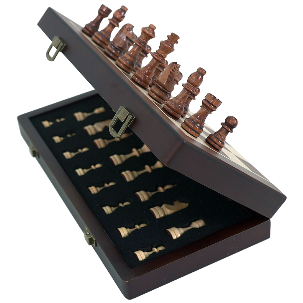 데이닷 고급 소나무 자석 원목 체스 휴대용 수공예 상판조립 (설명서, 퀸2개) 대사이즈 전용케이스포함 54,910원