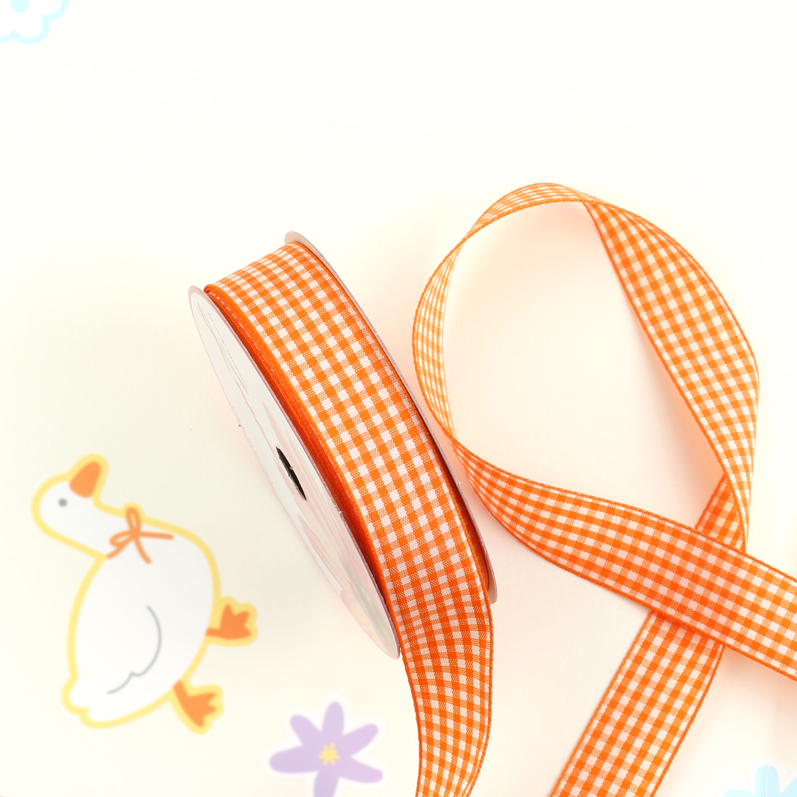 노크원 체크리본 25mm, 5 오렌지, 1개, 14.5m 6,200원