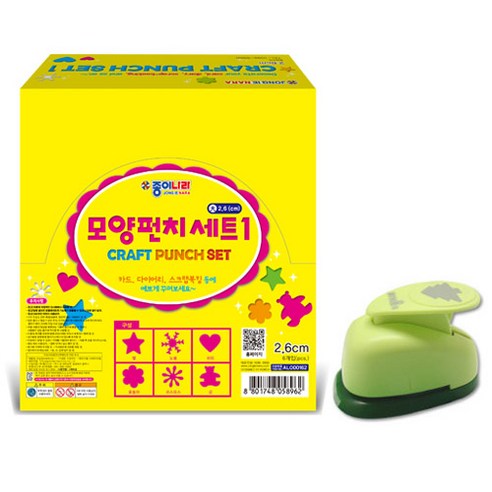 종이나라 모양펀치세트1 혼합6종 26mm 펀치 어린이집 유치원 초등학교 미술재료 만들기재료, 1개, 종이나라 모양펀치세트1 혼합6종 29,800원