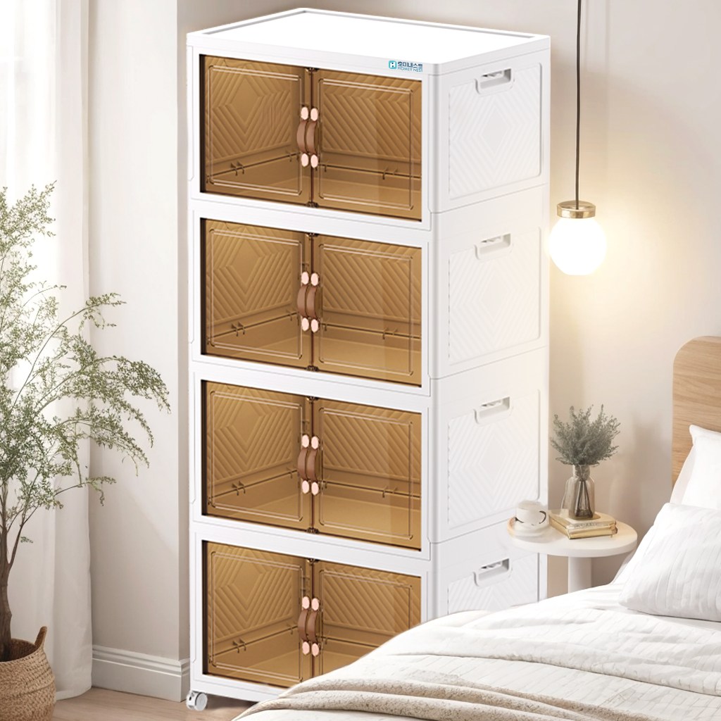 Homey Nest 대용량 리빙박스 가정용 다용도 이동식 폴딩 수납 정리함, 화이트, 4단 89,370원