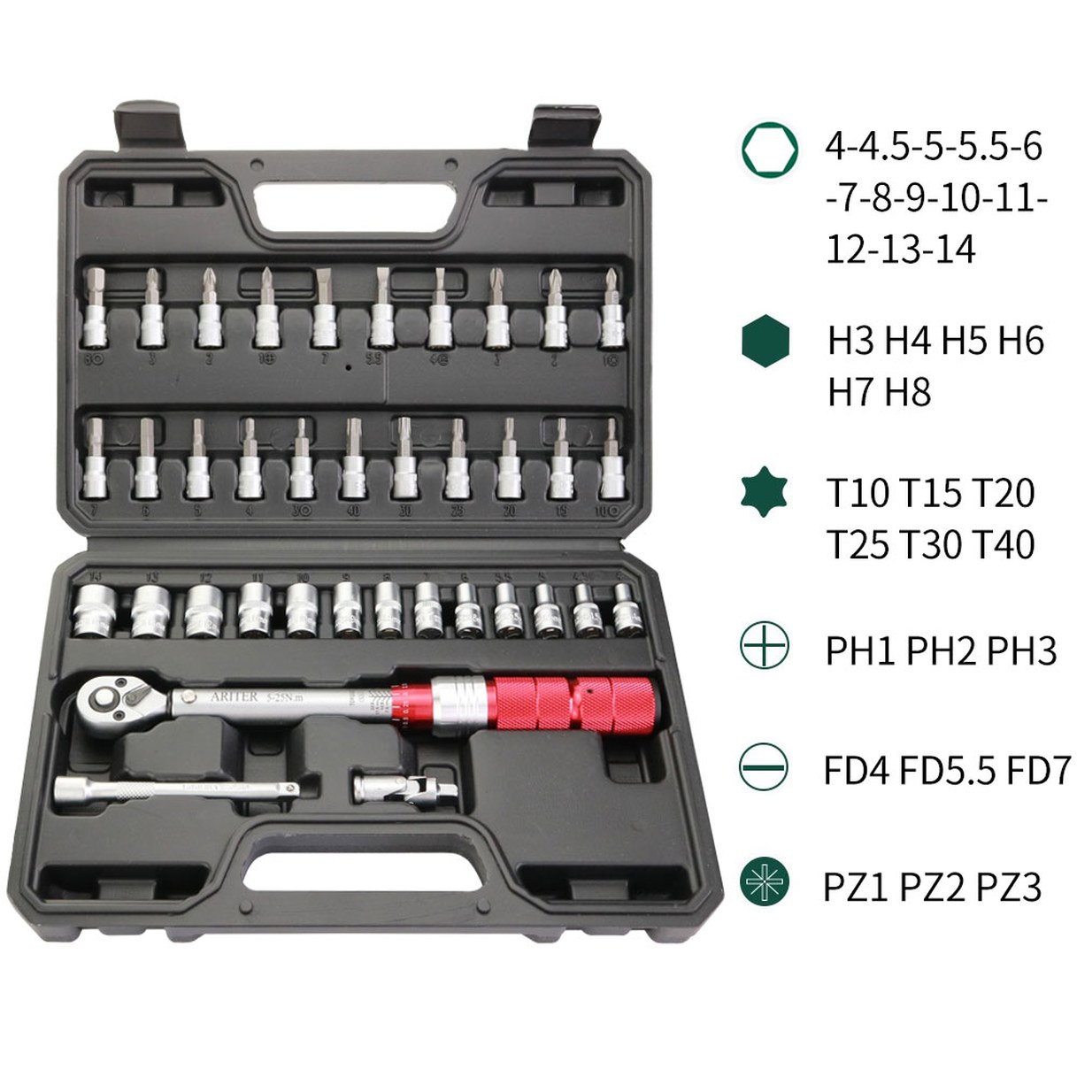 ARITER 스퀘어 드라이브 토크 렌치 자동차 자전거 수리 수공구 스패너 양방향 래칫 350N 정확도 87,200원