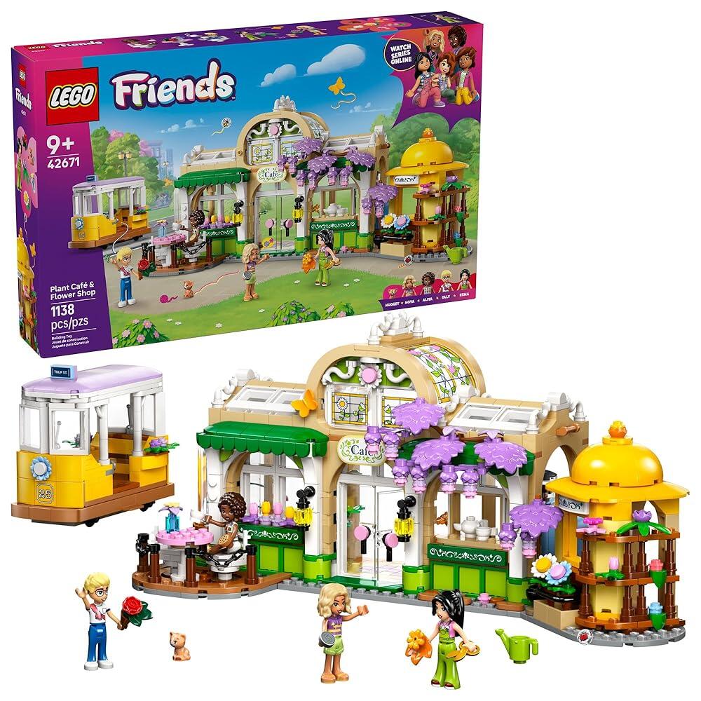 LEGO Friends Plant Café & Flower Shop 역할 놀이 빌딩 장난감 - 창의적인 스토리텔링을 위한 4개의 미니돌과 고양이 장난감이 있는 세트 만 9세 179,000원