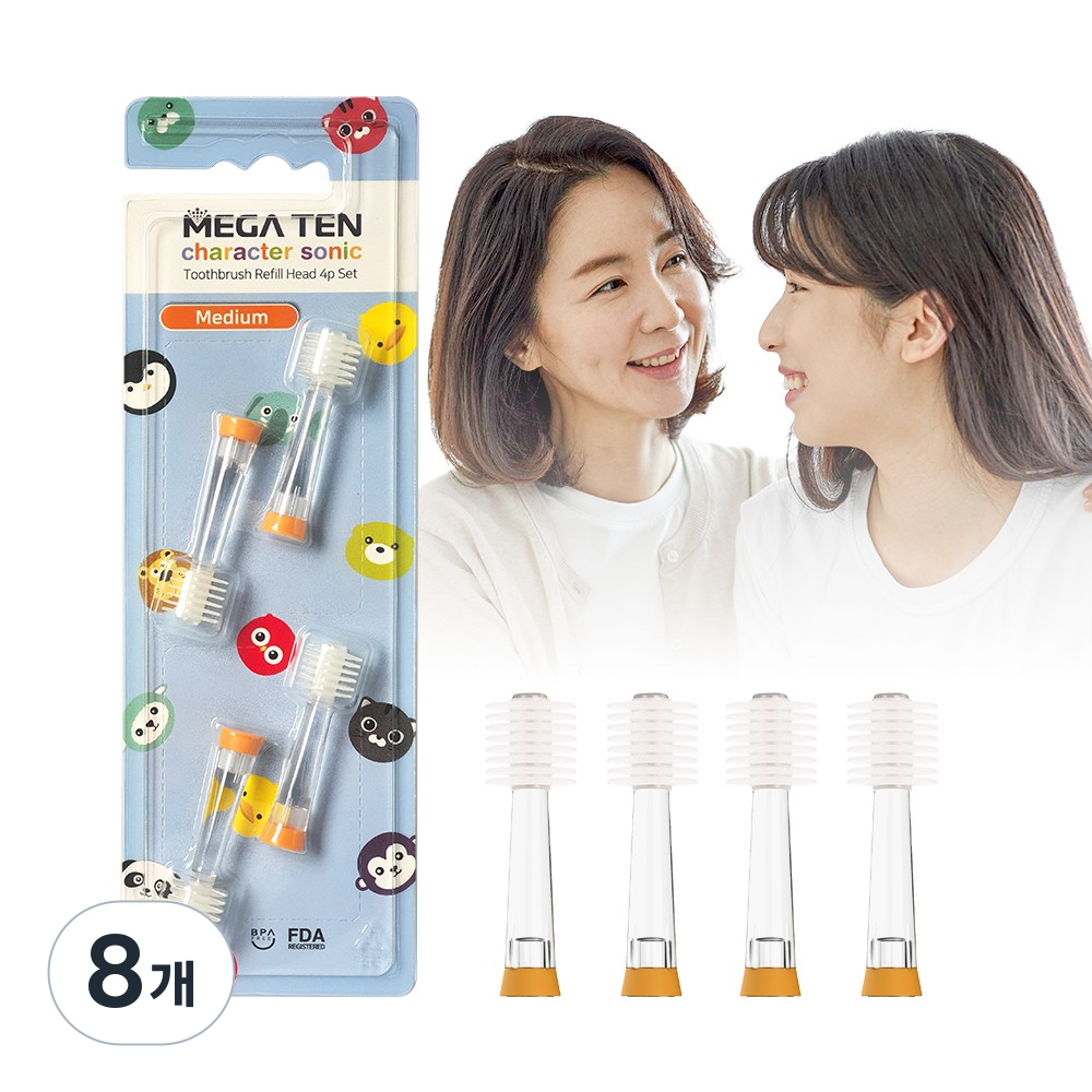 메가텐 키즈 캐릭터소닉 360도 음파진동 칫솔 리뉴얼 리필 미디움 4P 53,350원