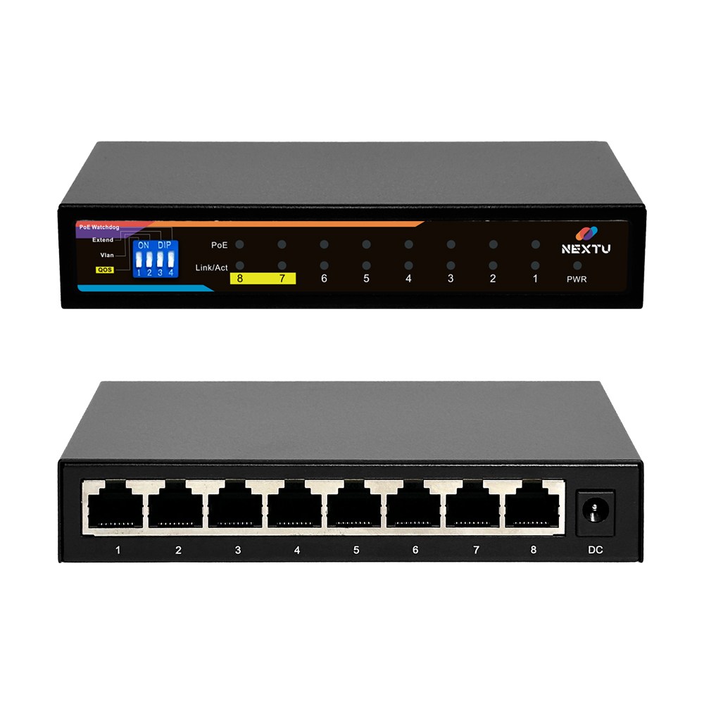 설치가 용이하고 효율적인 전원관리를 제공합니다 10 100 1000Mbps 8포트 POE 120W 스위치 NEXT-POE1008 84,000원