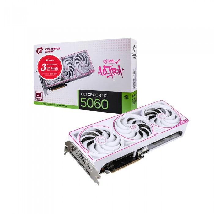 COLORFUL 지포스 RTX 5060 ULTRA OC White D7 8GB 피씨디렉트, Colorful GeForce RTX 5060 647,000원