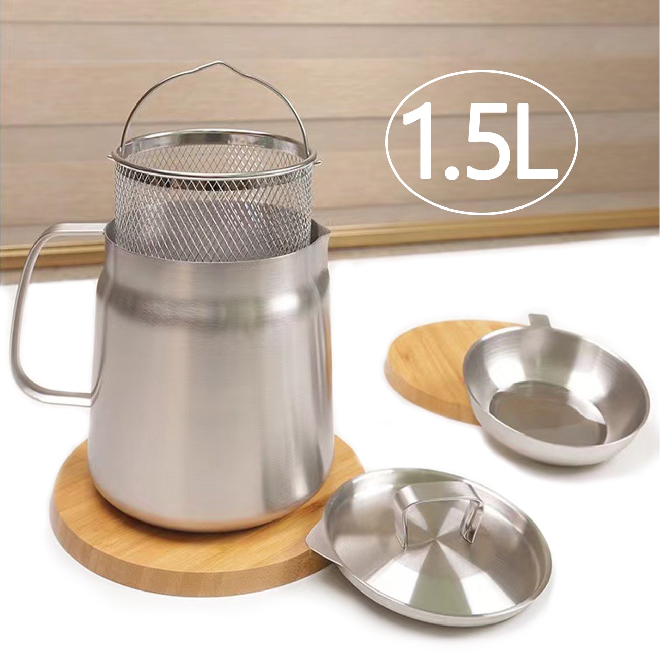 감자튀김 다용도 304스텐 오일포트 튀김망  튀김냄비 거름망 세트 보관용 22,000원