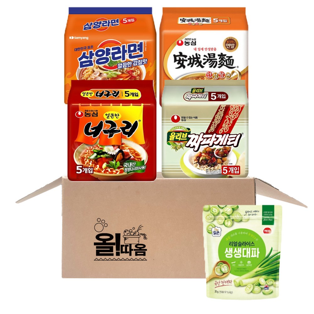 삼양 농심 사조 멀티 대파라면 2호 삼안너짜 (삼양라면 안성탕면 너구리 짜파게티) + 생생대파, 1세트 25,980원