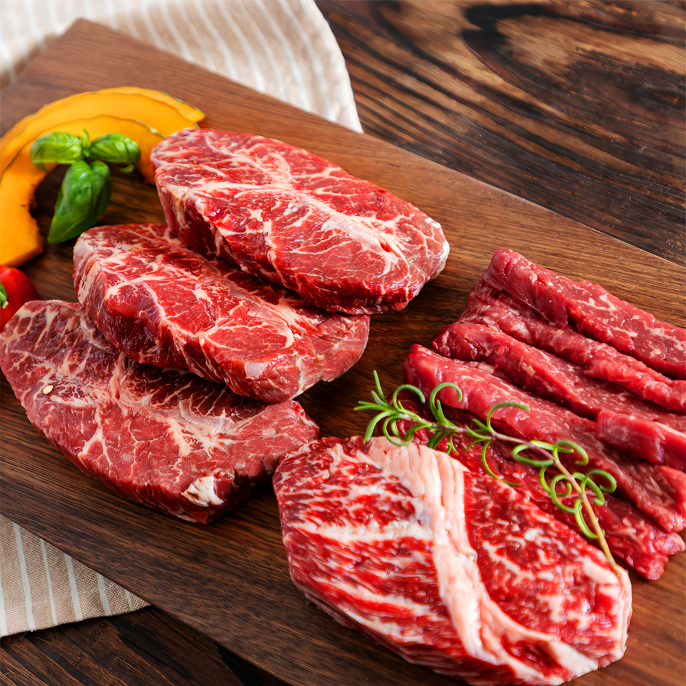 수입산 소고기 모듬세트 1kg 갈비살 부채살 우삼겹 450,900원