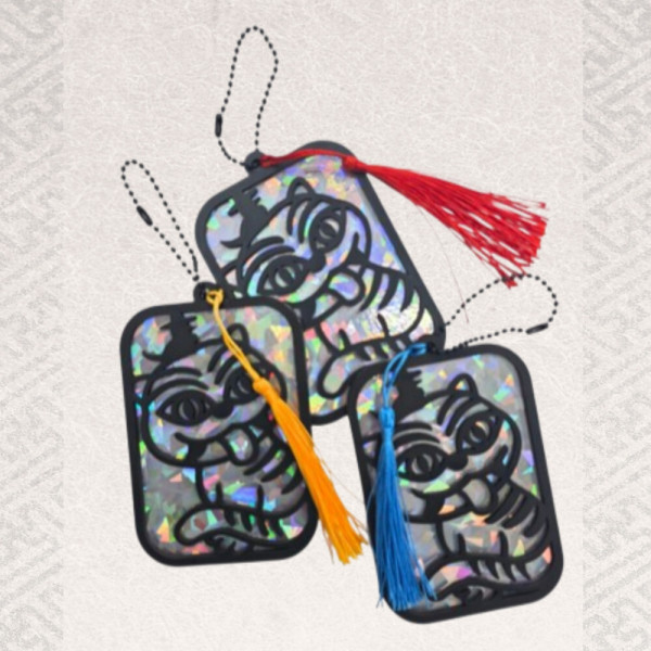 호랑이 자개 키링만들기 가방고리 열쇠고리 전통소품 호작도 케데헌 자개공예 미술재료 단체활동 축제 행사, 1개, 호랑이 자개 키링 diy 2,300원