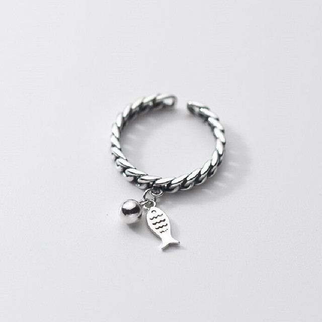 물고기반지 FOXANRY 실버 색상 반지 여성 패션 체인 디자인 생선 펜던트 태국 보석 생일 선물 17,290원