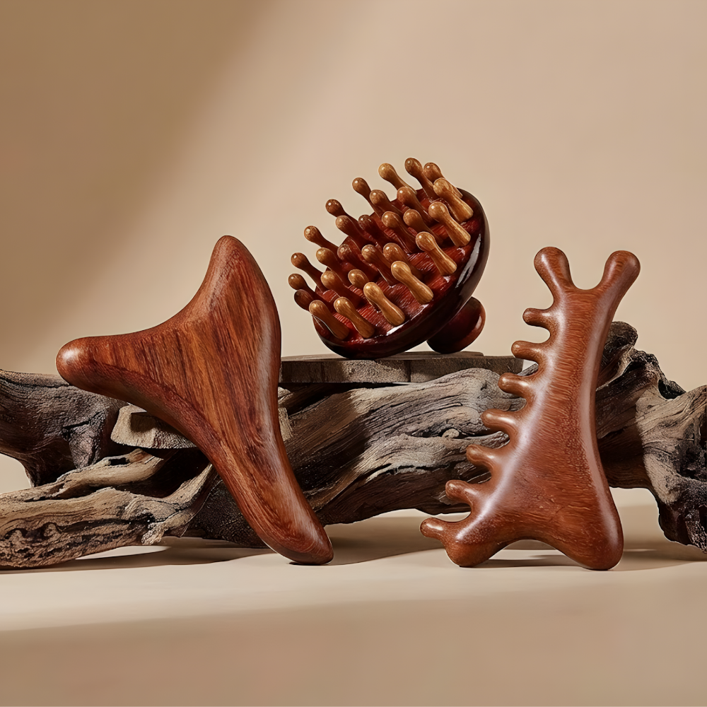 HwaDon 원목 괄사 마사지기 3종 세트, 브라운, 1세트 11,990원