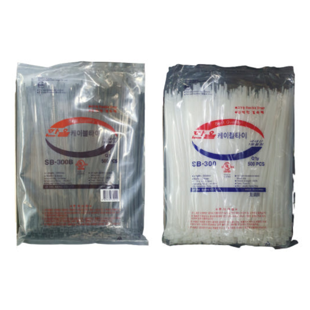 국산 케이블타이 300mm 500개 검정/흰색 한올 케이블타이 16,500원