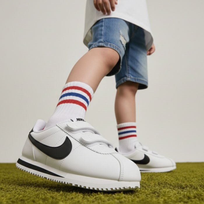 나이키 초등학생 운동화 코르테즈 벨크로 흰검 패션화 주니어 키즈 정품 찍찍이 59,000원