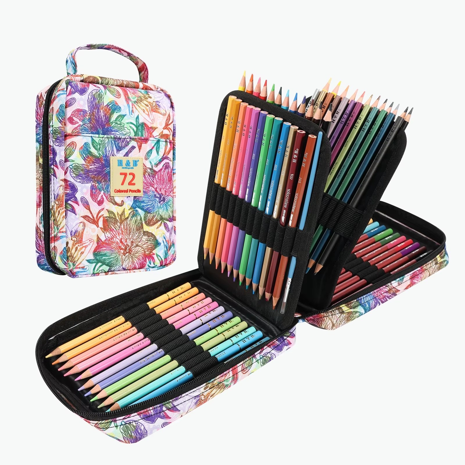 HB문화사 혼합 페브릭 가방 72색 색연필 전문가 유성+수성+메탈릭+파스텔+마카롱+포트레이트+지우개+연필깎이 전문가용, 1개, 72색 47,400원