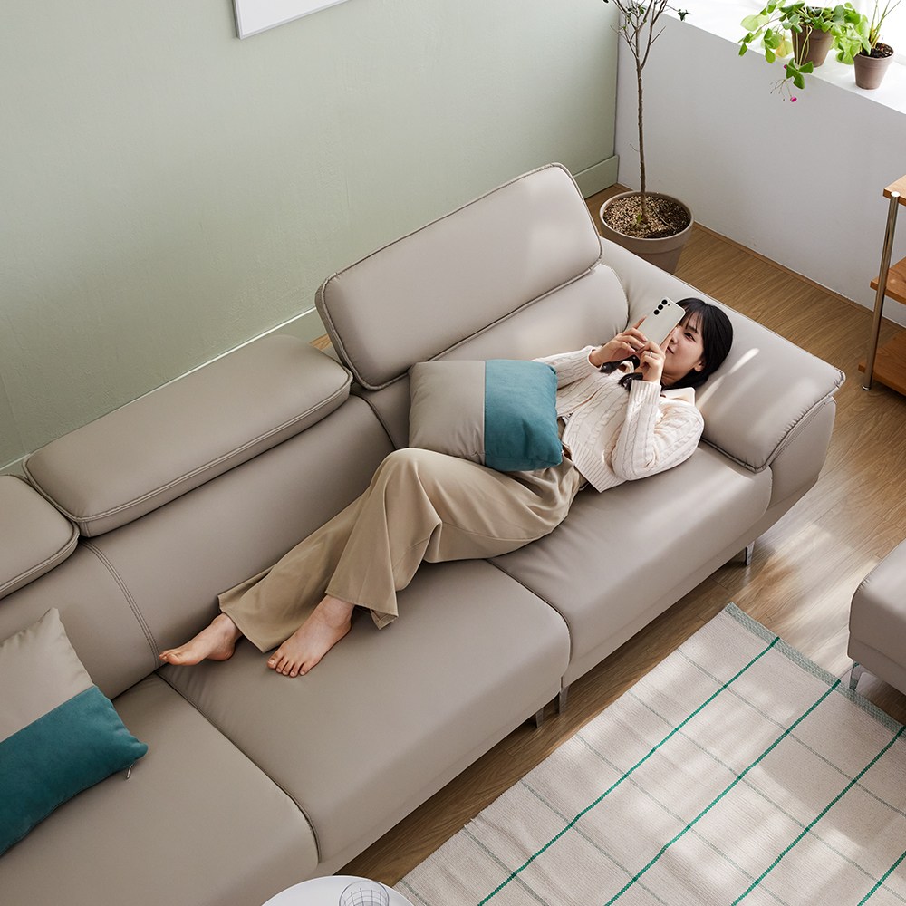 베스트리빙 레옹 무빙헤드 소파 3인/4인용, 가죽소파, 아쿠아텍스 조야 원단 생활방수 기능, 04.토프 4인 가죽소파 379,000원