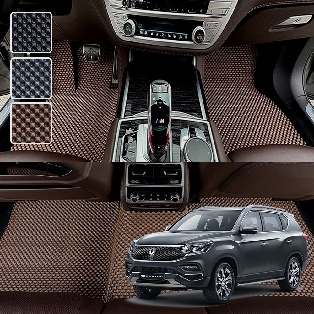 G4렉스턴 (2017~2020) 전용 3D 엠보싱 차세대 고무매트 1열2열3열 세트, 블랙, 304_4 G4렉스턴 94,000원