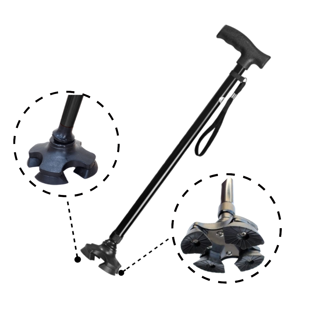 아이레니 남녀공용 초경량 네발 길이조절 접이식 어르신 지팡이, 블랙, 1개 14,500원