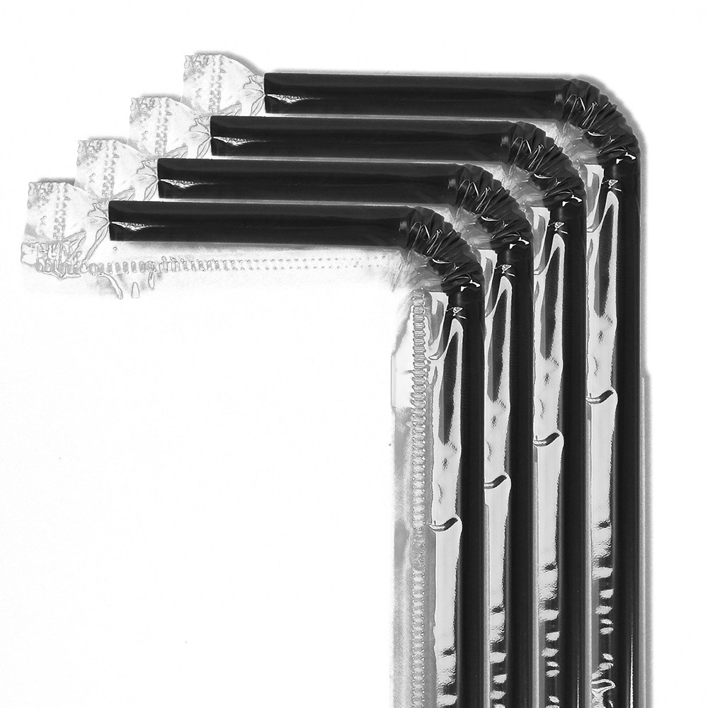 개별포장 자바라빨대 검정 스트로우 7x21cm 4팩 2000개, 1세트, 2000개입 17,890원