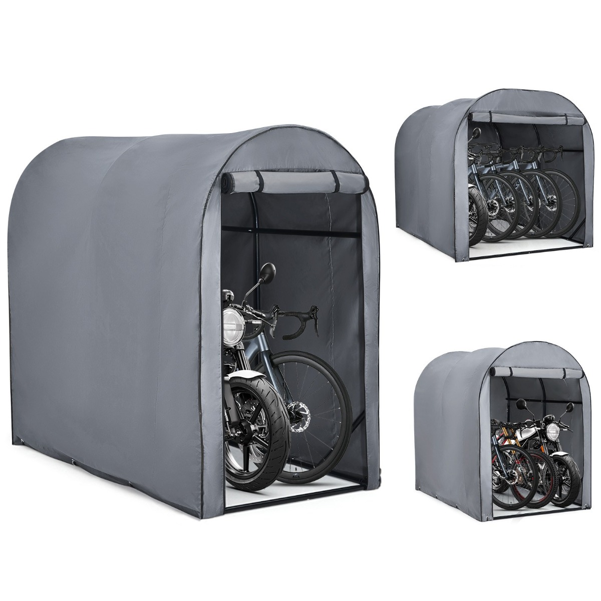 가르브이 다용도 조립식 천막 A1-420 미니 창고 0.5평 1평 S/M/L 캐노피 텐트 방수 실외 쉘터 텐트 이동식 자전거 오토바이 간이창고, 그레이 105,000원