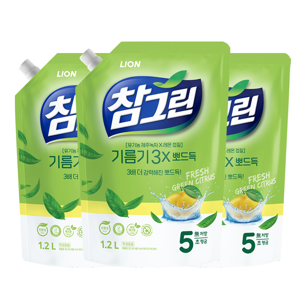 참그린 레몬 녹차 뽀드득 어드밴스 주방세제 리필 9,300원