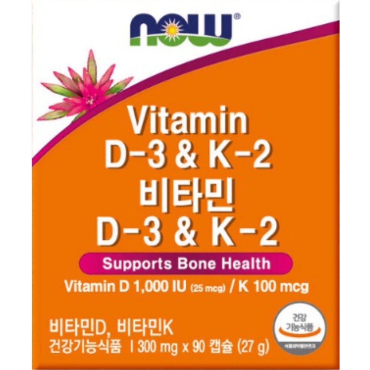 나우푸드 비타민D3 & K2 메나퀴논 MK-7 90캡슐 3개월분, 1박스, 90회분 26,000원