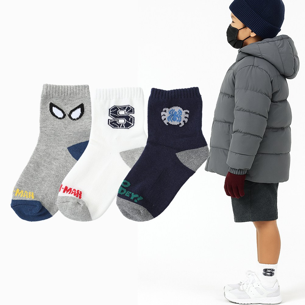 스파이더맨양말 3켤레 아동 남아 어린이 키즈 겨울 반파일 두꺼운 양말 6,500원