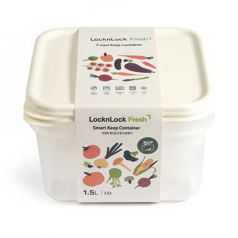 락앤락 비스프리 항균순수킵 밀폐용기 반찬통, 1.5L 2P, 1개 18,000원