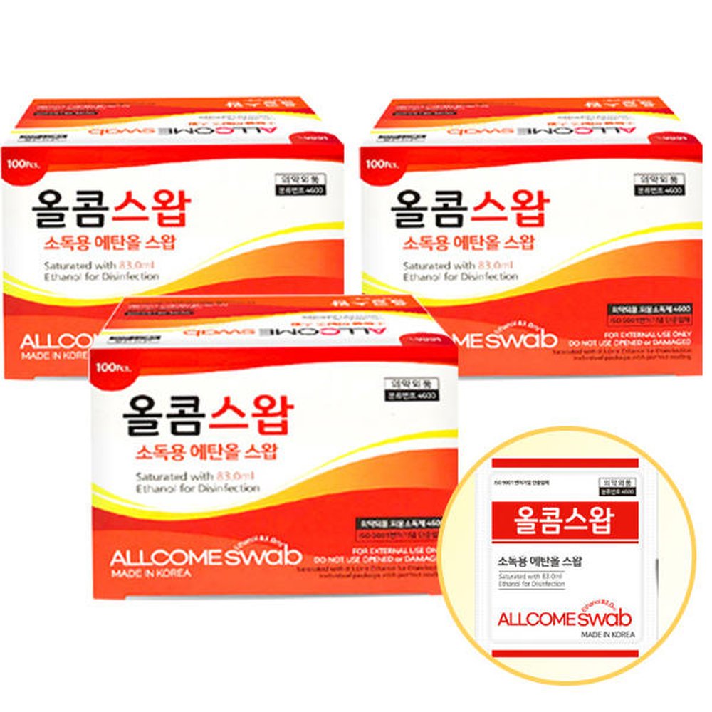 올콤스왑 300매(100매X3)/휴대용 알콜스왑/소독용 에탄올 스왑/소독솜 16,820원