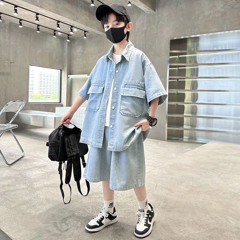 해피유통아동 여름 남아 캐주얼 세트 클래식 스타일 반팔 셔츠와 루즈핏 반바지14세 이상 XG03 41,500원