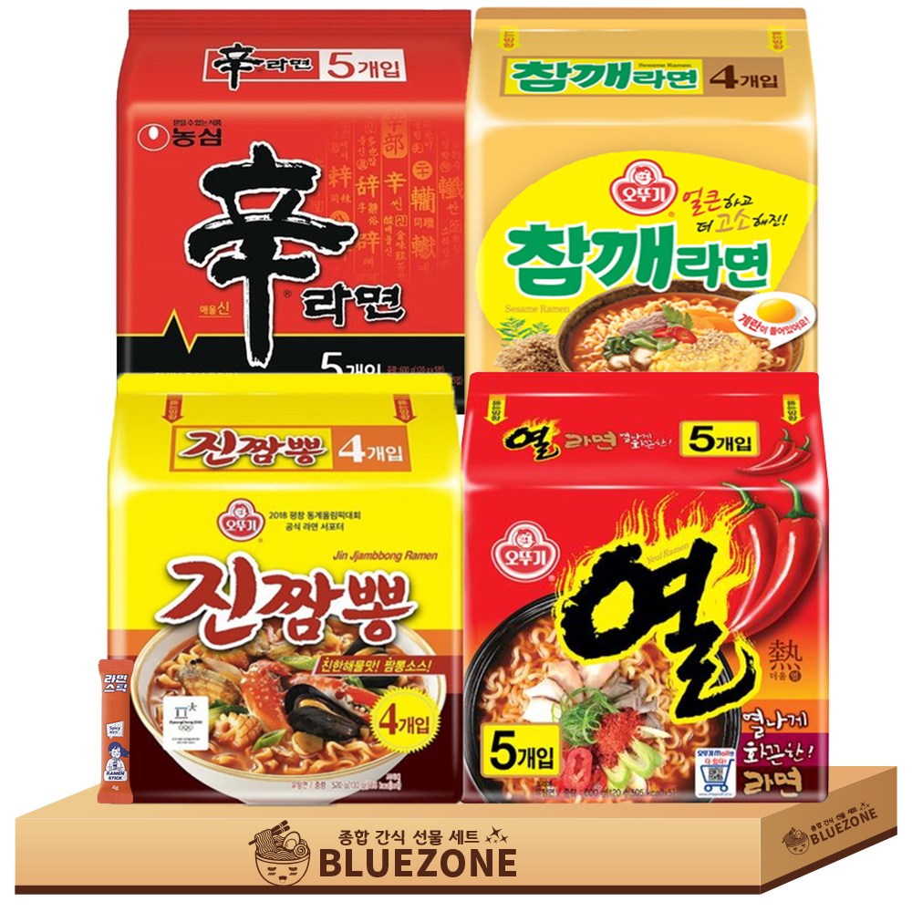 농심 오뚜기 봉지라면 A세트 신라면1 진짬뽕1 참깨라면1 열라면1 라면스틱1 28,800원