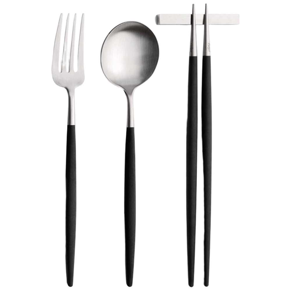 큐티폴 고아 블랙실버 디너 3종 세트(디너스푼,디너포크,젓가락세트), 1개 63,000원