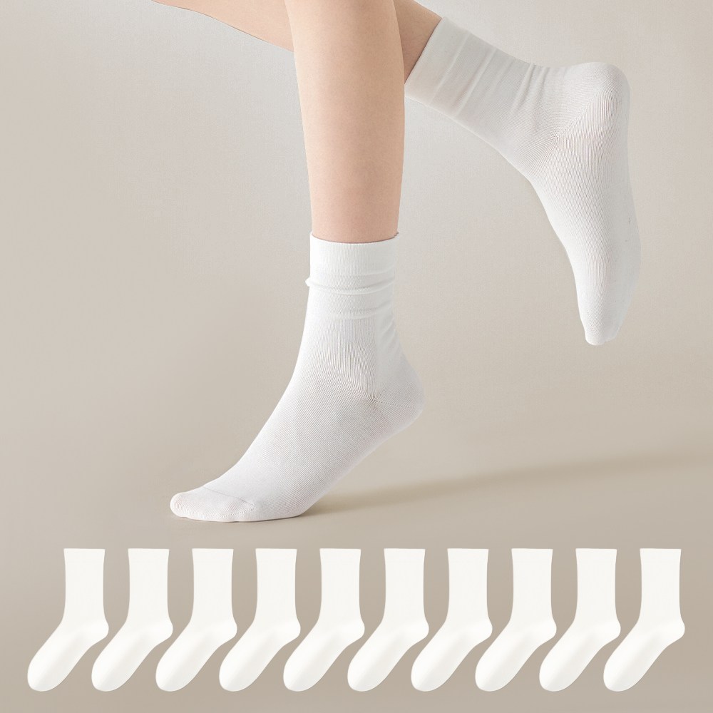 MJLP 여성 순색 중목 양말 화이트 학생용 데일리 10켤레 11,990원