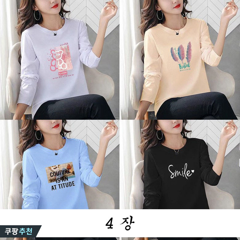 YLEMI 1+1+1+1 여성 춘추신상 빅사이즈 프린팅 긴팔티셔츠 라운드티셔츠 캐주얼탑티 32,800원