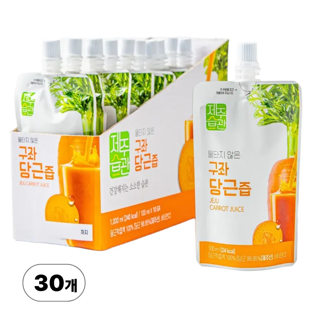 물타지않은 착즙주스 제주습관 구좌당근즙, 30개, 100ml 37,200원
