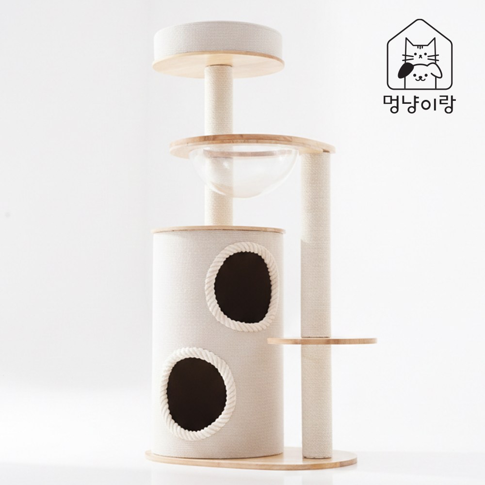 멍냥이랑 대형 원목 더블 써클 캣타워, 1개, 단일색상 128,000원