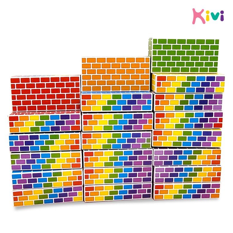 [키즈비전] 튼튼 국내 생산 종이벽돌 중형 무지개 50pcs 24,000원